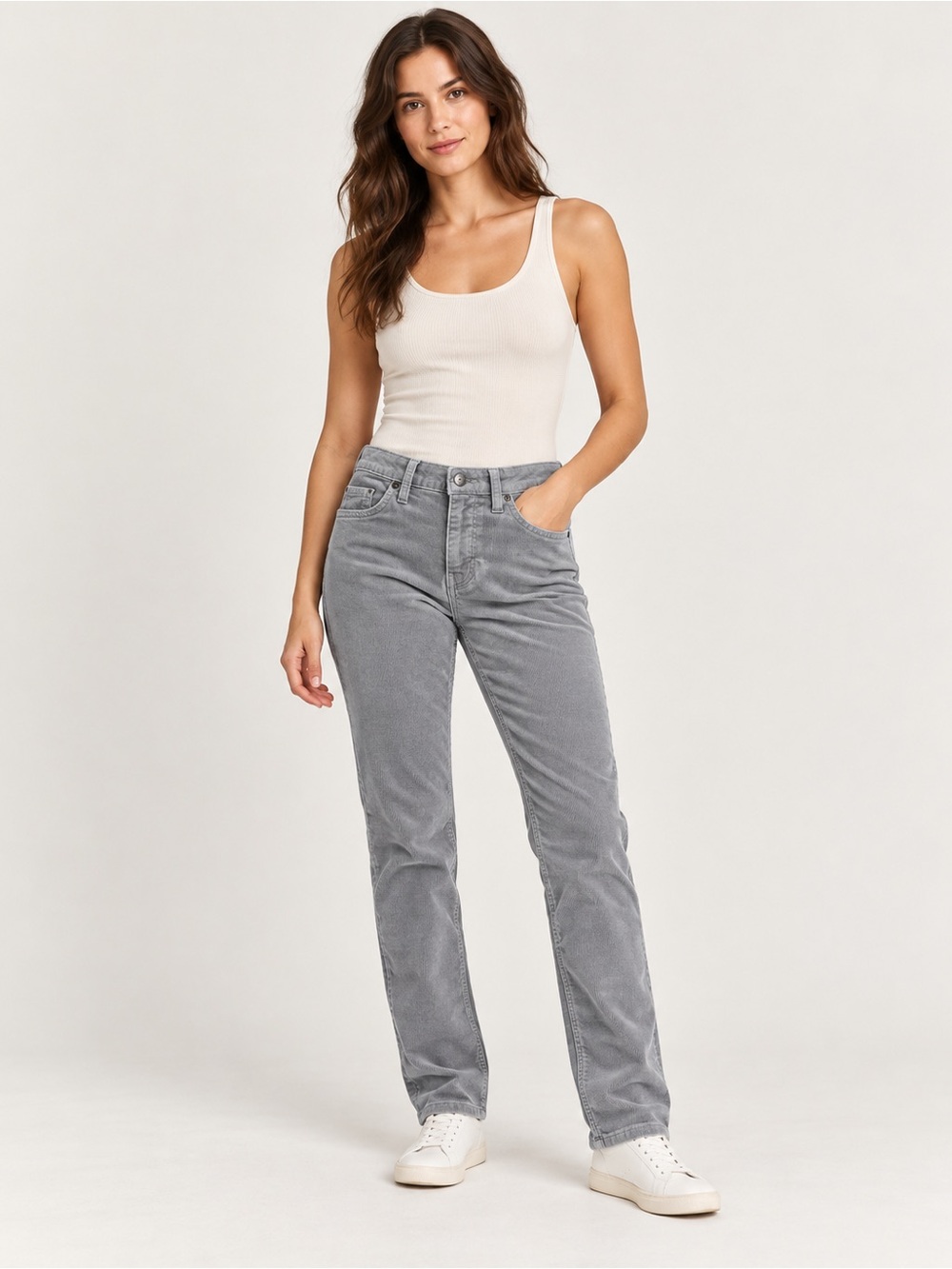Patagonia Women's corduroy Straight-Leg Jeans in Grey